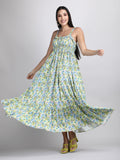 Organic cotton green and yellow summer floral dress