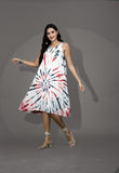 Short sleeve 100% organic cotton tie-dye summer luxury dress