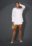 Soft white organic cotton long summer shirt top