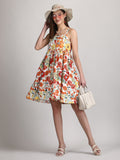 Short Sleeve 100% organic cotton floral spring dress