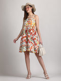 Short Sleeve 100% organic cotton floral spring dress