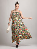 Multicolor organic cotton floral summer beautiful dress