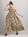 Multicolor organic cotton floral summer beautiful dress