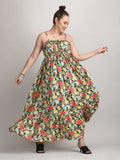 Multicolor organic cotton floral summer beautiful dress