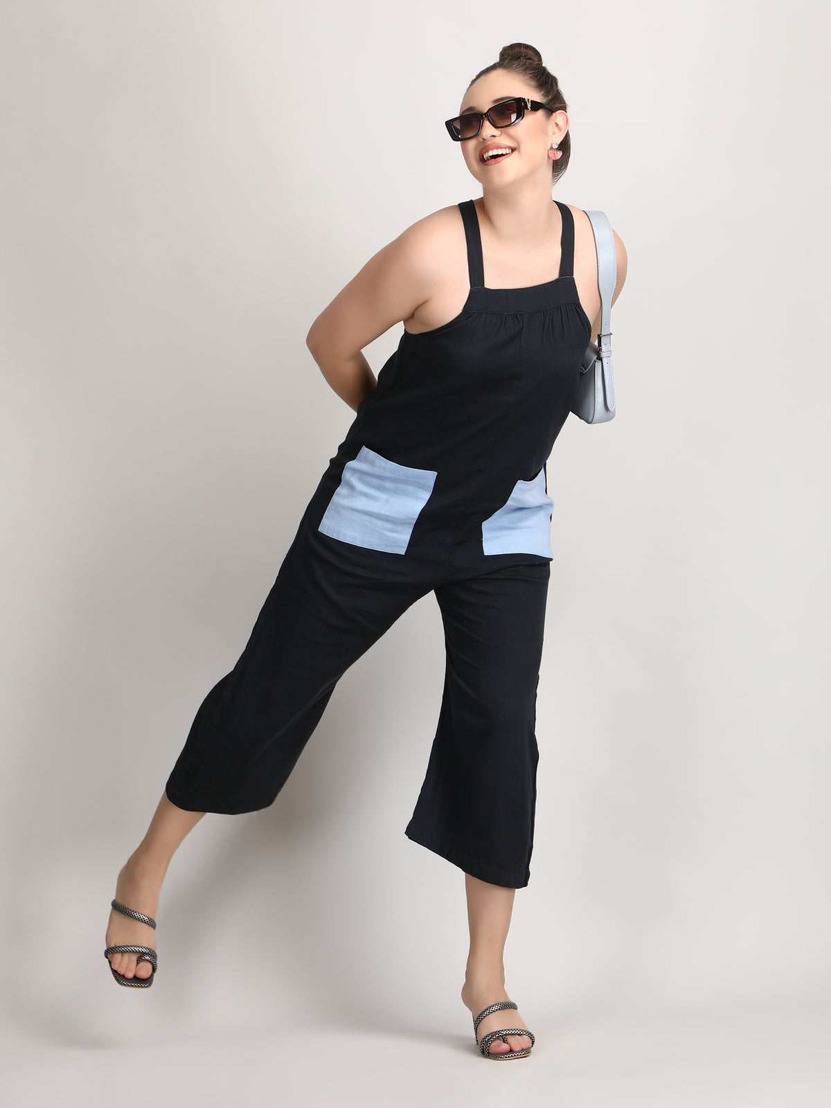 Trendy patched pocket organic cotton jumpsuit