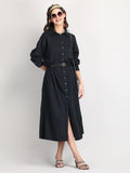 Luxurious black organic cotton long dress