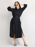 Luxurious black organic cotton long dress