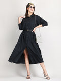 Luxurious black organic cotton long dress