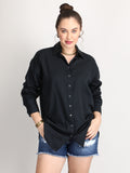 Full sleeve organic cotton black soft dress shirt