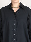 Full sleeve organic cotton black soft dress shirt