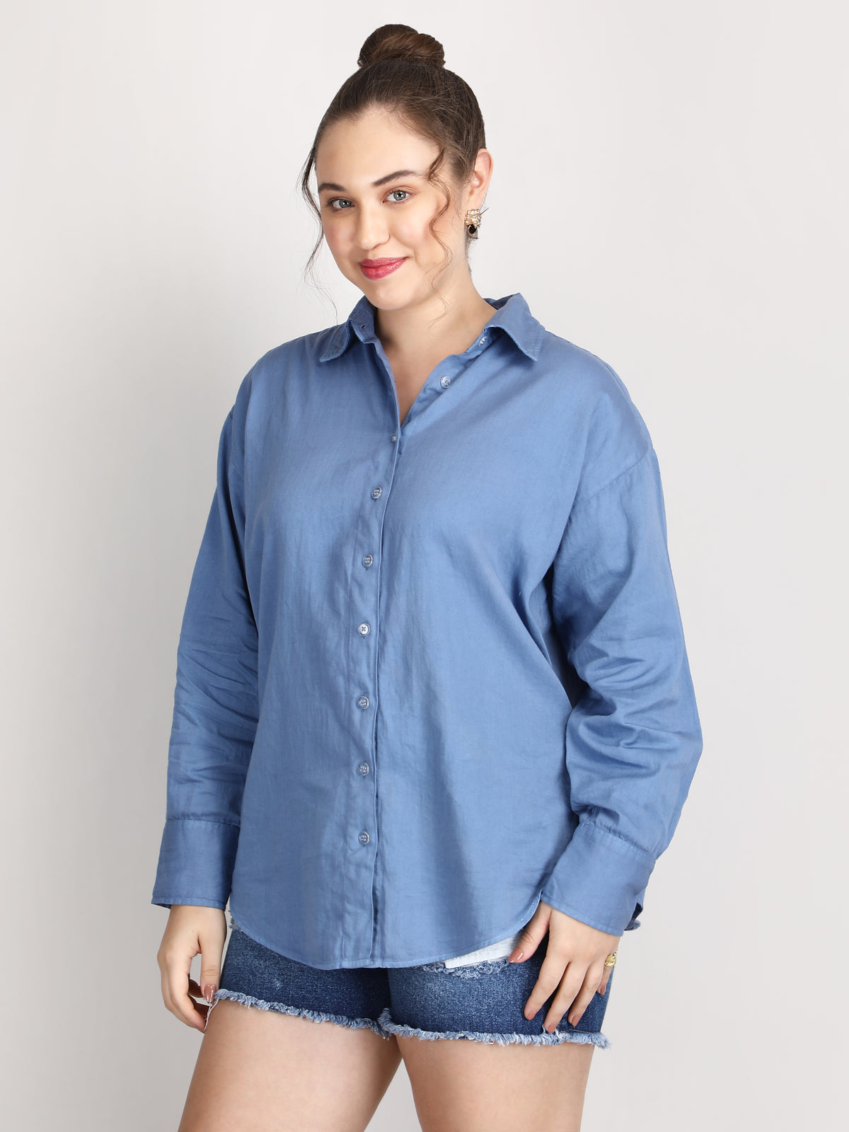 Blue organic cotton soft spring shirt