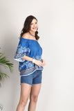 organic boho pattern sky blue organic cotton luxury top