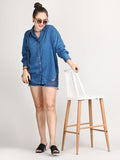 Blue full sleeve organic cotton shirt top