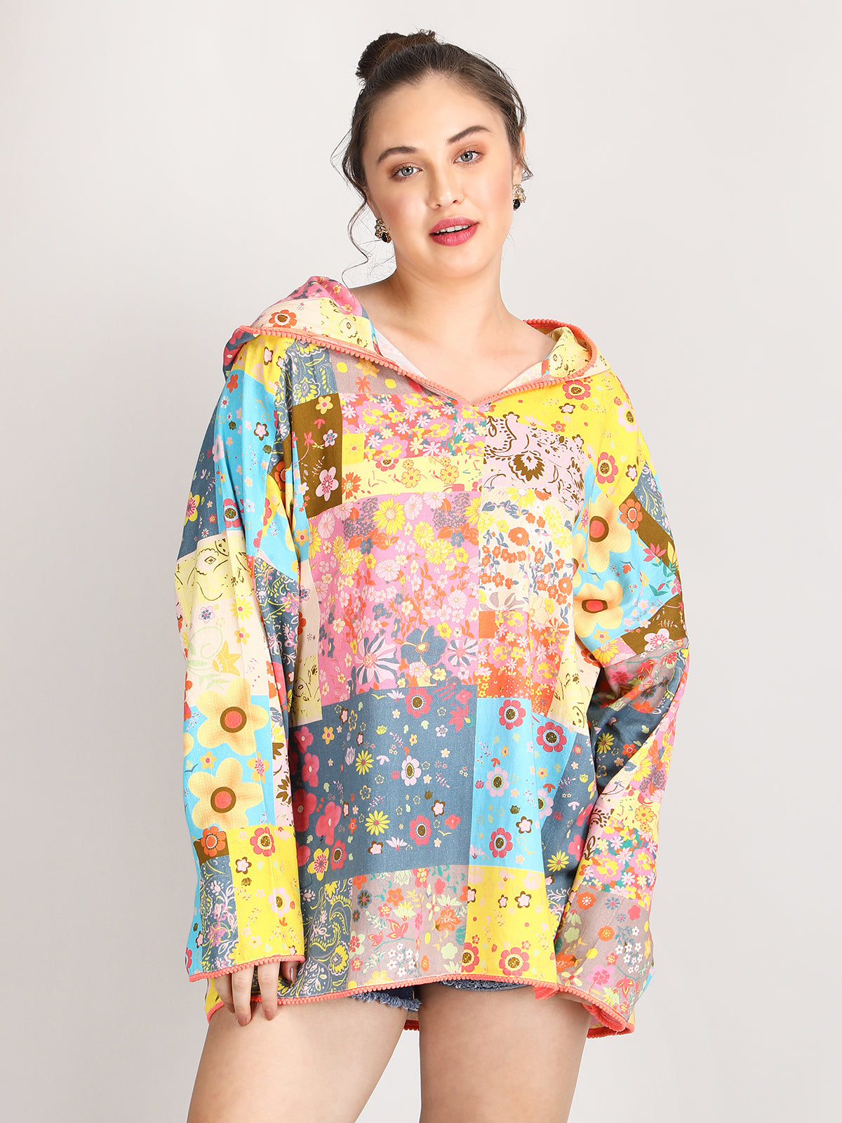 Pure Organic hooded colorful boho hoodie top